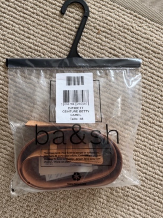 Ba&sh Ceinture Betty Camel Suede Belt Size 85 NWT
